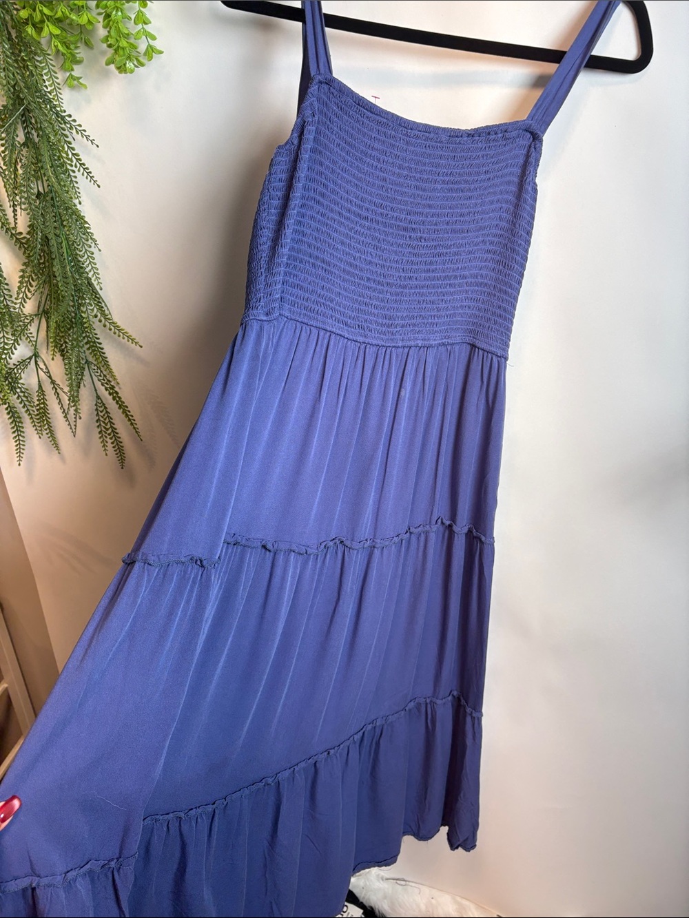 Smocked Tiered Maxi Dress in Lavender Blue